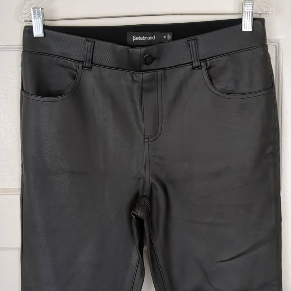 Betabrand Faux Leather Pants Medium Black 31X25 - Picture 5 of 14
